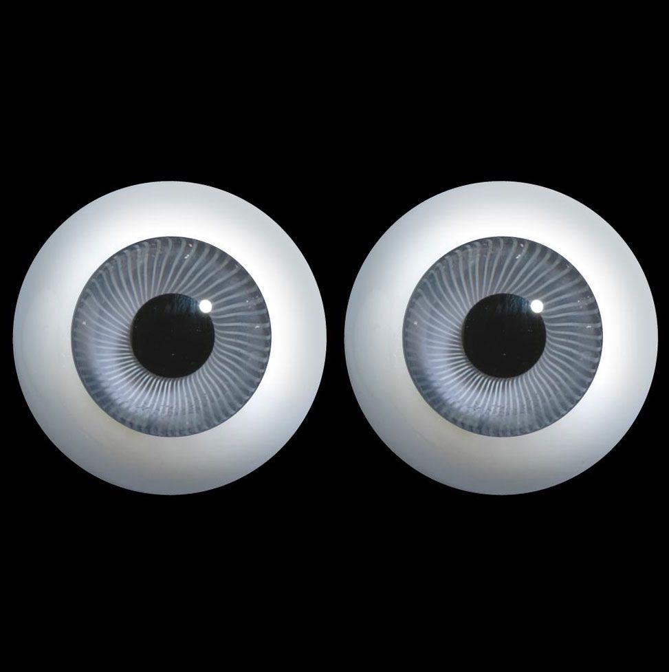 Light Grey D24 Round Standard Threaded Glass Doll Eyes