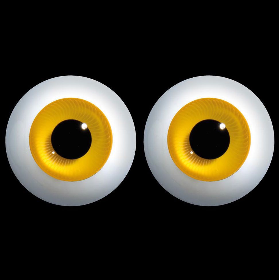 Mid Yellow D24 Round - Standard Threaded Glass Doll Eyes