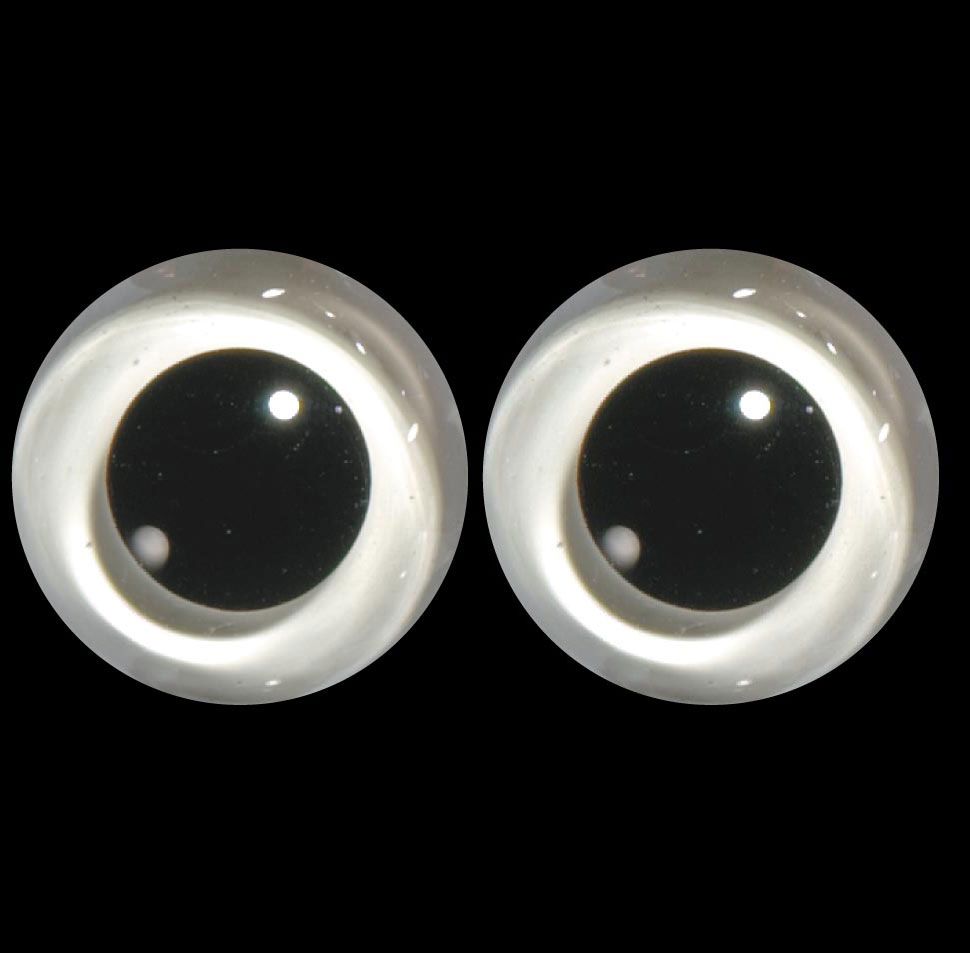 Teddy Glas Augen schwarz weiße Ecken 15mm NEU 